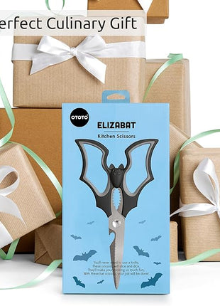OTOTO Elizabat Kitchen Scissors - Halloween Goth Cute Bat Kitchen Shears, Gothic Scissors Utensils - Spooky Bats Halloween Gifts, Cute Gadgets