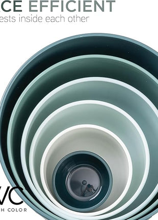 COOK WITH COLOR Prep Bowls with Lids- Wide and Deep Nesting Plastic Small Mixing Bowl Set with Lids, 12 Piece Set - Deep Bowls, Teal