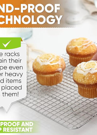 Spring Chef 8.5" x 12" Stainless Steel Cooling Racks, Wire Rack for Baking Sheet - Fits Small Quarter Sheet Pan - Perfect for Cooking, Baking, Grilling, Smoking - Dishwasher Safe - Set of 2