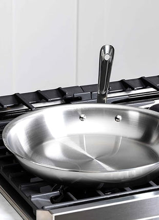 All-Clad D3 12" Stainless Steel Frying pan W/Lid, 3-Ply Stainless Steel Pan, Induction, Oven Broiler Safe 600F Skillet, Professional Cookware, Silver