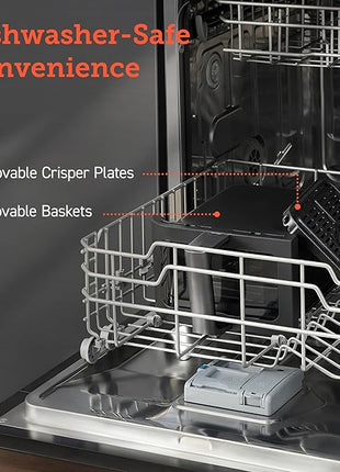 COSORI Dual Air Fryer 9Qt – 10-in-1, Fresh Balanced Meals for Family and Children with Double Baskets, Sync Cook & Finish to Bake, Roast, Reheat, Broil & 130 Recipes for Easy Cooking, Dishwasher Safe