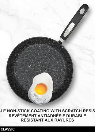 Starfrit The Rock 24 cm (9.5") Non-Stick Fry Pan - Durable Forged Aluminum - Oven Safe - PFOA Free - Easy to Clean - Black