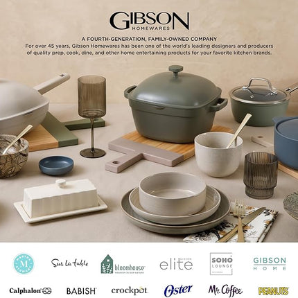 Gibson Elite Soho Lounge Round Reactive Glaze Stoneware Dinnerware Set, Service for 4 (16pc), Blue, Soho Round.