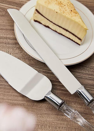 AW BRIDAL Cake Knife and Server Set for Wedding Stainless Steel Cake Knife Cutter Slicer Cake Server Spatula Wedding Bridal Shower Gifts for Couples Birthdays Gifts