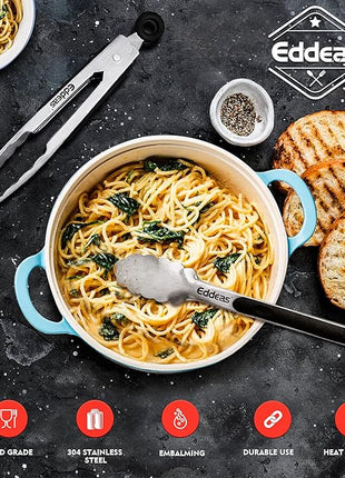 Small Tongs For Cooking, Mini 7 inch Kitchen Tongs -Heat Resistant 600 Degrees Stainless Steel and Non-Slip handle - Perfect for Cooking, Salad, Pasta, Steaks, Vegetables,Dishwasher safe