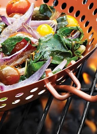 Outset QN77 Grill Skillet with Removable Soft-Grip Handle, Copper Non-Stick