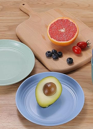 LuckyZone 7 Inches Small Unbreakable Wheat Straw Plates - Reusable Plate Sets of 6 - Dishwasher & Microwave Safe - Healthy, BPA Free & Eco-Friendly (7 Inches/6Color)