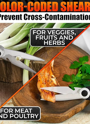 Kitchen Shears for Food Heavy Duty – Kitchen Scissors All Purpose with Cover, 2CR13 Stainless Steel Blades, Rust-Resistant Utility Scissors with Bottle Opener – Cuts Fish, Meat, Nuts & Vegetables