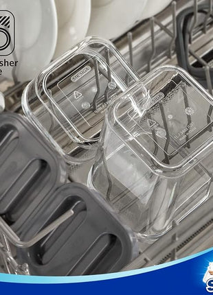 MR.SIGA 4 Pack Airtight Food Storage Container Set, BPA Free Kitchen Pantry Organization Canisters with One-handed Leak Proof Lids, 1L / 33.8oz, Medium, Gray