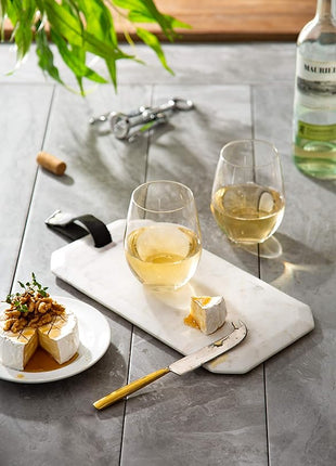 JoyJolt Stemless Wine Glasses Set of 4 – 19 oz Clear Glass Tumblers for Red & White Wine, Cocktails, Dishwasher Safe, Perfect for Home Bar, Gifts