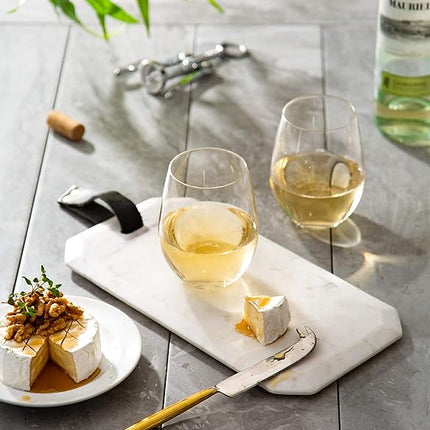 JoyJolt Stemless Wine Glasses Set of 4 – 19 oz Clear Glass Tumblers for Red & White Wine, Cocktails, Dishwasher Safe, Perfect for Home Bar, Gifts