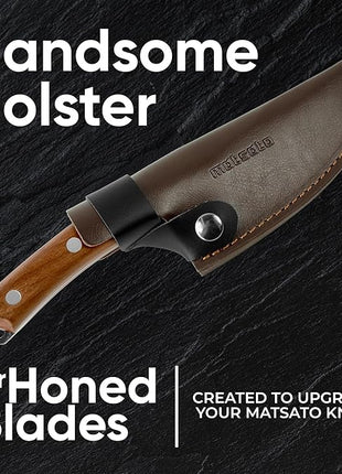 Matsato Kitchen Knife Leather Sheath, Japanese Steel Chef's Knife Holder Perfect for Cutting and Chopping, 6.3 Inch Knives holder