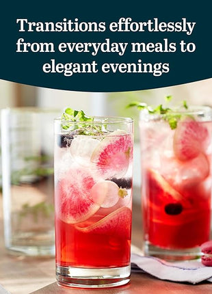 Libbey Heavy Base Drinking Glasses Set of 8, 15.5 Oz Elegant, Weighted Clear Water Glasses, Dishwasher Safe Glass Cups Set for Parties, Birthdays