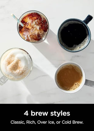 Ninja Hot & Iced XL Coffee Maker with Rapid Cold Brew, 4 Brew Styles, 8 Sizes Small Cup to Travel Mug, Single-Serve Coffee Brewer, 12-Cup Carafe, Permanent Filter, Removable Reservoir, Black, CM371