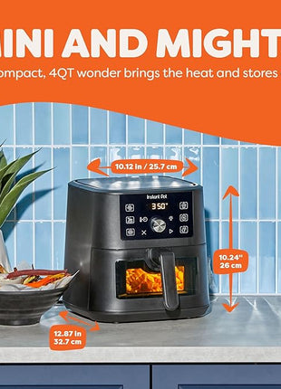 Instant Pot 4Qt VORTEX 6-in-1 Mini Air Fryer, Custom Program Options, Air Fry, Broil, Roast, Dehydrate, Bake, Reheat, Black, 4 Quarts