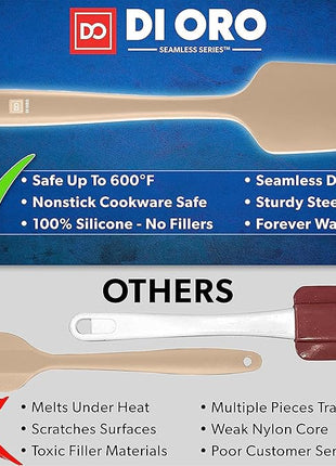 DI ORO Silicone Spatula Set - Rubber Kitchen Spatulas for Baking, Cooking, & Mixing - 600°F Heat-Resistant & BPA Free Silicone Scraper Spatulas for Nonstick Cookware - Dishwasher Safe (5pc, Clay)