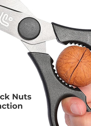 Linoroso Kitchen Shears Heavy Duty Kitchen Scissors with Magnetic Holder, Dishwasher Safe Scissors All Purpose Come Apart Blade Made with Japanese Steel 4034 for Meat/Vegetables/BBQ/Herbs, Black