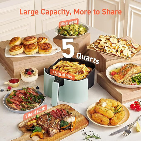 COSORI Air Fryer Pro LE 5-Qt Airfryer, With 20PCS paper liners, 10 Functions that Dry, Bake, Roast &Preheat, Shake Reminder, Up to 450℉, 85% Oil less, Compact, 130+ Recipes, Dishwasher Safe, Green