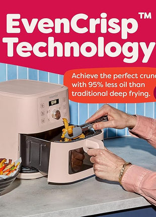 Instant Pot 4Qt VORTEX 6-in-1 Mini Air Fryer, Custom Program Options, Air Fry, Broil, Roast, Dehydrate, Bake, Reheat, Rosewater, 4 Quarts