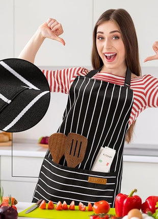 2 Pack Adjustable Bib Apron with 2 Pockets Chef Cooking Kitchen Restaurant Aprons for Women Men