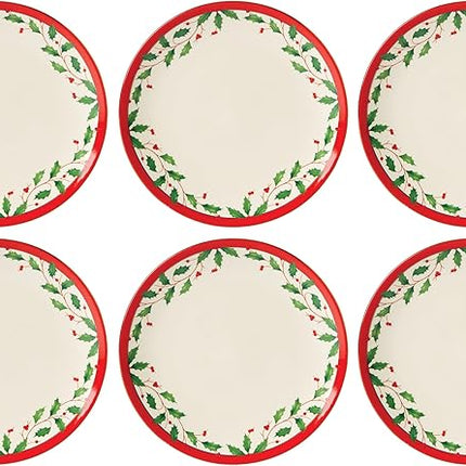Lenox 893491 Holiday 6-Piece Accent Plate Set, Christmas Dinnerware, Hosting