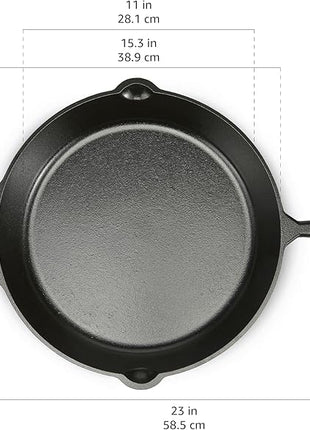 Amazon Basics Pre-Seasoned Cast Iron Skillet, Oven Safe, Even Heating, Heavy-Duty & Large, 15-Inch, Black