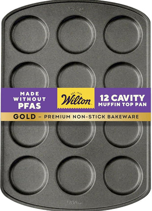 Wilton Gold Non-Stick Muffin Top Pan, Stainless Steel Bakeware, Made without PFAS, 11 x16 in, Packaging May Vary