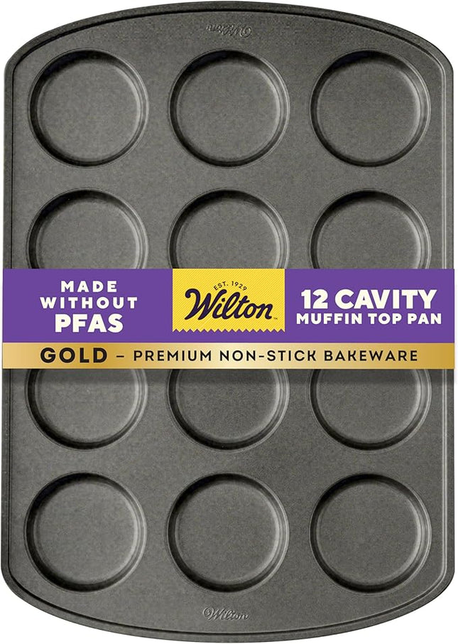 Wilton Gold Non-Stick Muffin Top Pan, Stainless Steel Bakeware, Made without PFAS, 11 x16 in, Packaging May Vary
