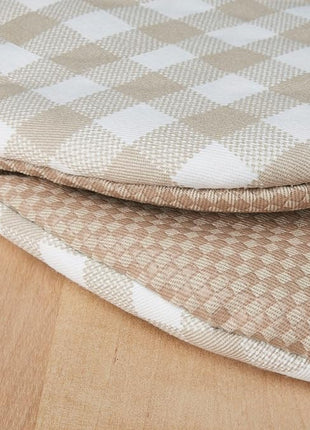 KitchenAid Gingham Mini Oven Mitt 2-Pack Set, Milkshake Tan, 5.5"x8"