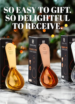 Apace Living Coffee Scoop (Set of 2) - 2 Tablespoon (2 Tbsp / 1/8 Cup / 1 oz) - The Best Stainless Steel Measuring Spoons for Coffee, Tea, and More