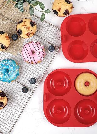 Webake Silicone Air Fryer Muffin Pan and Donut Pan, Make 2.8" Standard Size Cupcakes and Donuts, Nonstick BPA-Free, Set of 2