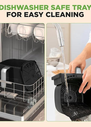 Nutrichef Electric Air Fryer Tenderizer 6.3 Quart | 12-1 Preset Cooking Functions | Includes Tenderizing Function | Digital Display | Transparent Window For Best Cooking Results | Black