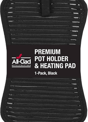 All-Clad Premium Pot Holder & Hot Pad: Heat Resistant to 500 Degrees - 100% Cotton, 10"x6.25" Hot Pad for Kitchen and Barbeque, (1-Pack), Black