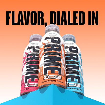 PRIME Hydration ICE ORANGE, Sports Drinks, Electrolyte Enhanced for Ultimate Hydration, 250mg BCAAs, B Vitamins, Antioxidants, Low Sugar, 16.9 Fl Oz, 12 Pack