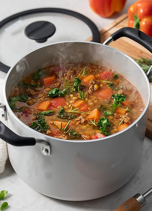 Tramontina Ceramic Non Stick 11-Piece Nesting Pots and Pans Set with Lids - Stackable Nonstick Cookware Set, Dishwasher and Oven Safe, White