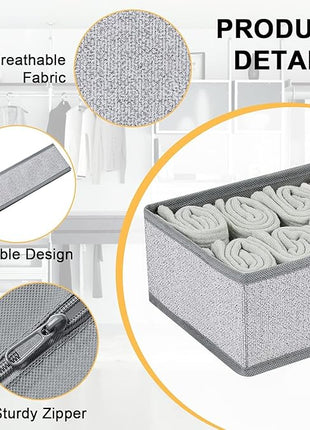 DIMJ Drawer Organizers for Clothing, Set of 12 Dresser Drawer Organizers, Fabric Closet Organizers and Storage, Drawer Dividers for Baby Clothes, Socks, Belt, Tie (Blended)