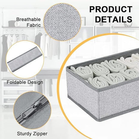 DIMJ Drawer Organizers for Clothing, Set of 12 Dresser Drawer Organizers, Fabric Closet Organizers and Storage, Drawer Dividers for Baby Clothes, Socks, Belt, Tie (Blended)