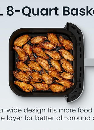 Chefman Crispinator Air Fryer 6-in-1 with 8 Qt capacity, 450°F Max Temp with TurboFry Pro Technology for Fast and Even Results, Viewing Window, Nonstick Ceramic Basket