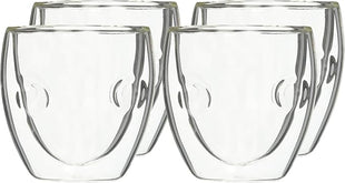 Ozeri Moderna Artisan Series Double Wall Beverage and Espresso Shot Glasses, 2-Ounce, Set of 4
