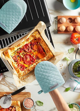 KitchenAid Asteroid Mini Oven Mitt 2-Pack Set, Mineral Water Aqua, 5.5"x8"