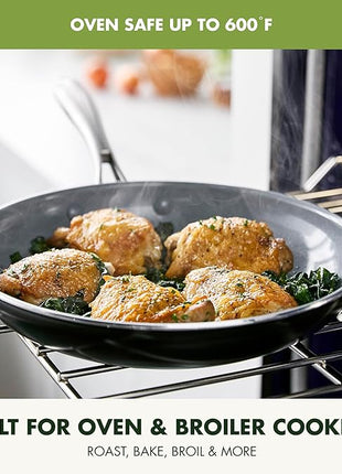 GreenPan Swift Healthy Ceramic Nonstick, 12" Frying Pan Skillet with Lid, Stainless Steel Handle, PFAS-Free, Dishwasher Safe, Oven Safe, Black