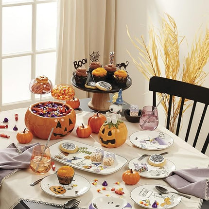 Lenox Serveware, The Great Pumpkin Hors D'Oeuvres Tray, Porcelain Tray, Halloween Decor Indoor, Hand Wash Only, Featuring Peanuts Design, Snoopy, Halloween Party Supplies (1 Piece, 13.75 x 7.75-Inch)