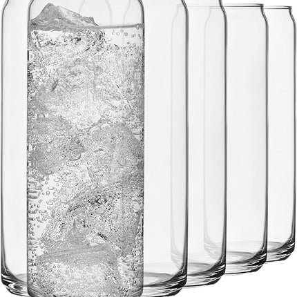 Libbey Classic Slim Beer Can Glasses, 12.5 oz Tall Drinking Glasses Set of 6, Space-Saving, and Versatile Thin Glassware for Cocktails, and Mocktails