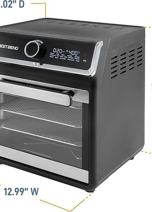 West Bend Air Fryer Oven 15-Quart Capacity with Digital Controls Easy-View Door and 16 Cooking Presets, Includes Eight Cooking Accessories, 1000-Watts, Black
