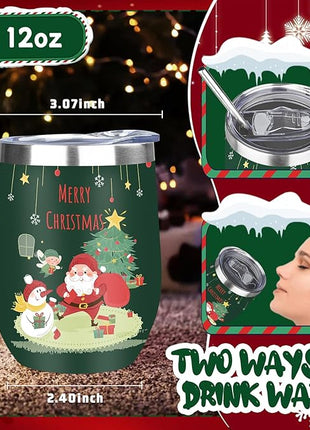 MEZMUT 12oz Unique Mom Christmas Gifts for Women - Insulated Stainless Steel Wine Tumblers with Lids & Straws