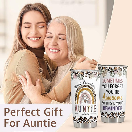 Macorner Aunt Gifts Tumbler - Stainless Steel 20oz - Best Auntie Ever Gift - Birthday & Christmas Idea for Aunt from Niece or Nephew