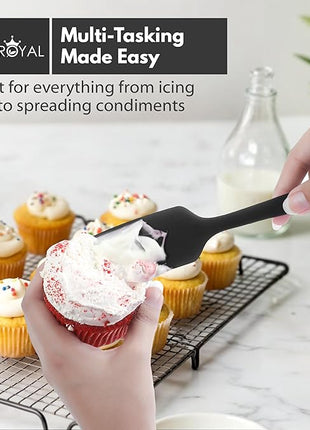 Silicone Spatula Set - 4-Piece Rubber Spatulas Silicone Heat Resistant 600°F for Everyday Task - Seamless Design Kitchen Spatulas for Nonstick Cookware - Black