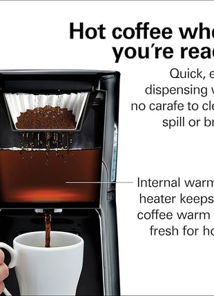 Hamilton Beach One Press Programmable Dispensing Drip Coffee Maker with 12 Cup Internal Brew Pot, Water Reservoir, Black with Chrome (48464)