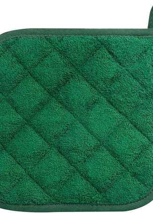 100% Cotton Kitchen Everyday Basic Terry Pot Holder Heat Resistant Coaster Potholder for Cooking and Baking Set of 5 Dark Green