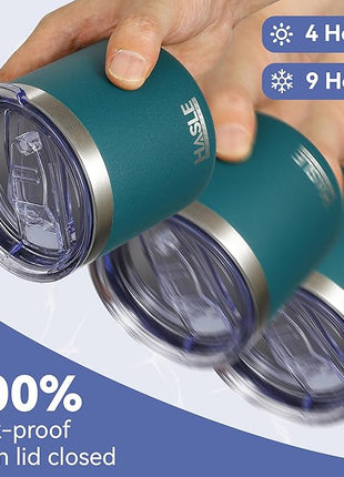 HASLE OUTFITTERS 10oz Insulated Tumblers with Lid and Straw,Stainless Steel Tumbler Travel Coffee Mug,Double Wall Reusable Tumbler Cup for Iced and Hot Drinks(Dark Green,6 Pack)